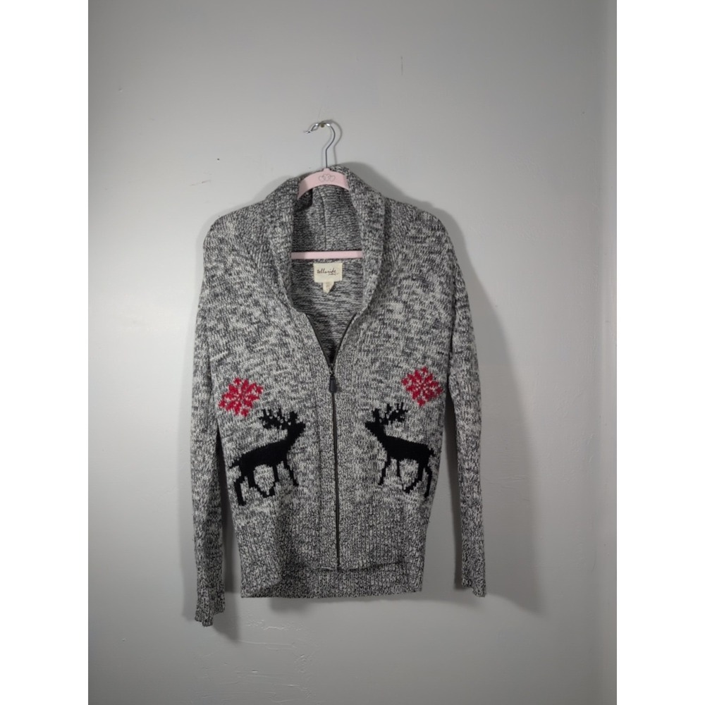 Telluride Clothing Womens Wool Blend Sweater Full Zip Gray Nordic Shawl Collar M